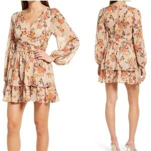 Lulu’s Sweet Type of Love Floral Long Sleeve Minidress Size S
